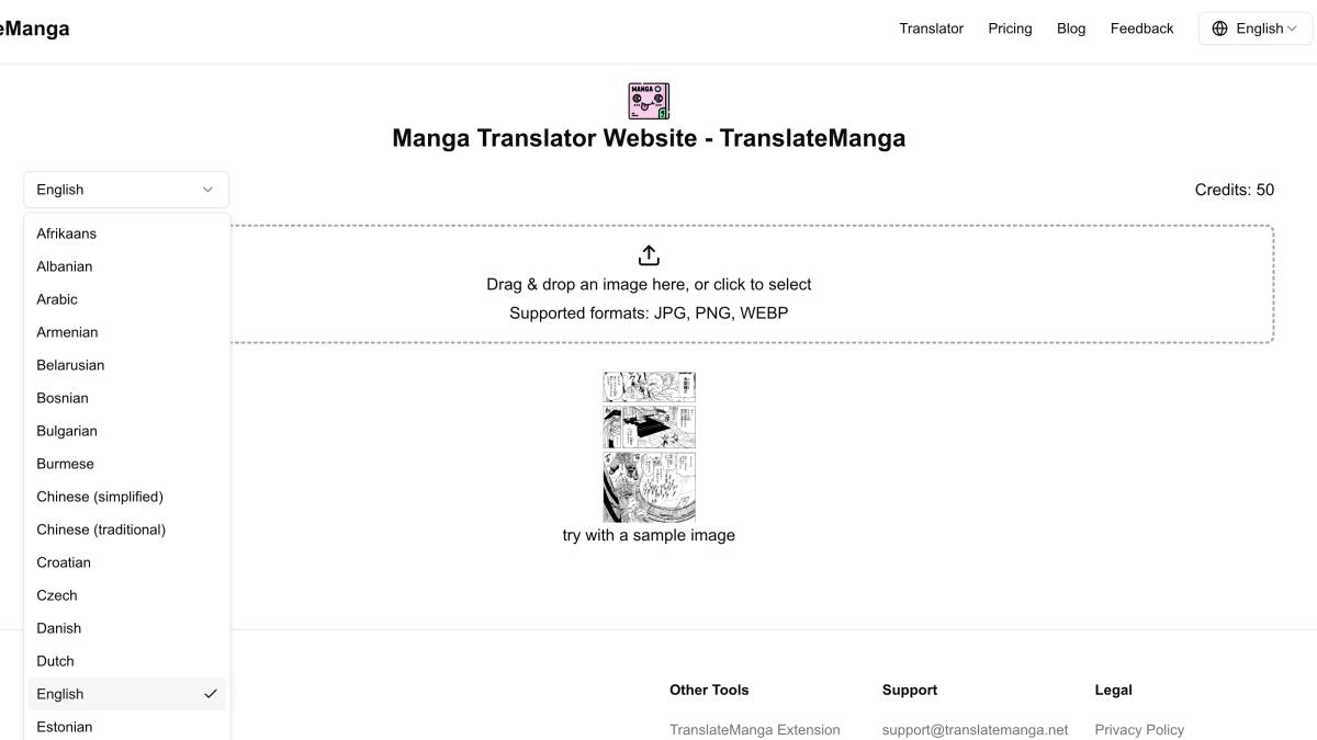 Upload Japanese manga images step