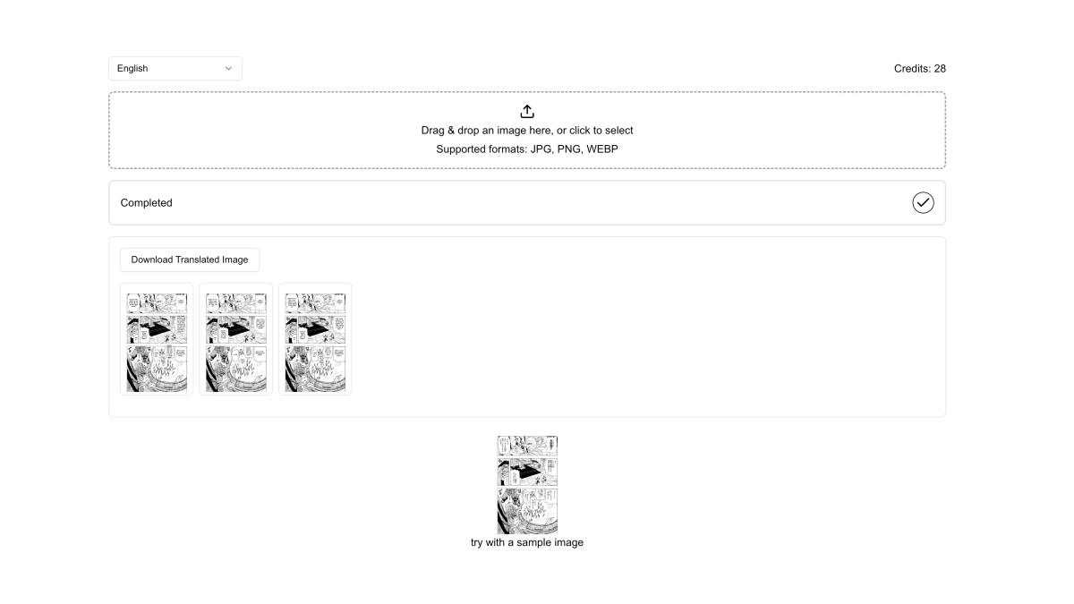 AI-powered Japanese manga translation interface