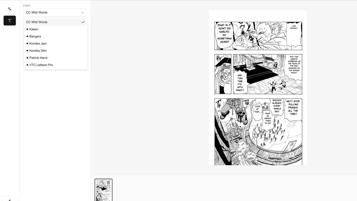 Download translated manga panels